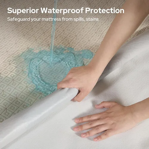 Vista 3 de BEDLORE Protector de colchón de tamaño individual, funda de colchón impermeable sin ruido con bolsillos elásticos para colchones de 6 a 15 pulgadas