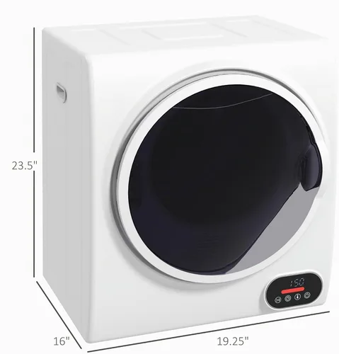 Vista 7 de HOMCOM Secadora de ropa portátil, secadora de ropa compacta con tambor de acero inoxidable de 1.5 pies cúbicos, secado inteligente, secadora
