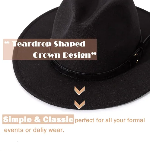 Vista 2 de Lisianthus - Sombrero Fedora, de ala amplia, con hebilla de cinturón, para hombre y mujer