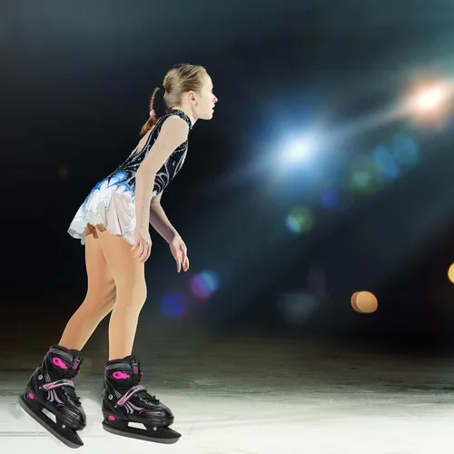 Vista 7 de Patines de hielo con 4 tamaños ajustables para niños, niñas, jóvenes, hombres, mujeres y principiantes - Patines de hockey