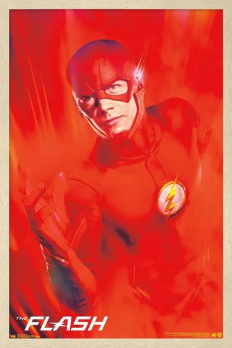 Vista 7 de Trends International DC Comics TV - The Flash - Póster de pared de arte clave, 14.725 x 22.375 pulgadas, versión enmarcada de madera de granero