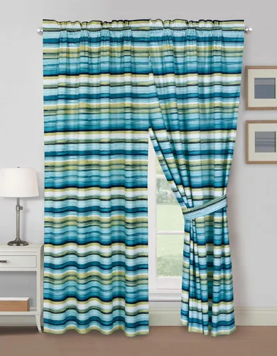 Vista 11 de Chezmoi Collection Basin - Juego de 4 piezas de cortinas para ventana de cabaña Northwest Lodge con respaldo transparente - Microfibra estampada