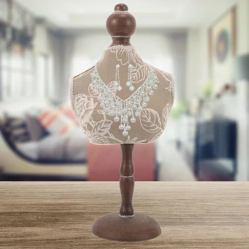 Vista 6 de DOITOOL Jewelry Display Holder Stand Necklace Display Mannequin Gray Pattern Jewelry Rack 17x36cm for Retail and Home