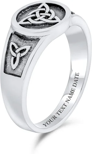 Vista 3 de Anillo de triquetra con nudo celta vikingo anillo de triquetra para mujer y hombre plata de ley 925 oxidada