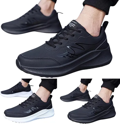 Vista 3 de Zapatos deportivos para hombre, zapatos deportivos de moda para otoño, para hombre, parte inferior plana, gruesa, antideslizante, con cordones