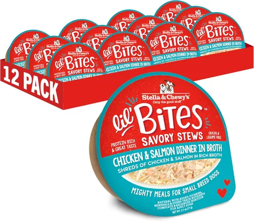 Vista 15 de Stella & Chewy's Lil Bites - Guisos salados para razas pequeñas, cena de carne de res y pollo en caldo, tazas de 2.7 onzas (paquete de 12)
