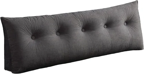 Vista 10 de Almohada de cuña para dormir, cabecero de espalda, cojín triangular largo, almohadas de lectura para sentarse en la cama para adultos con funda