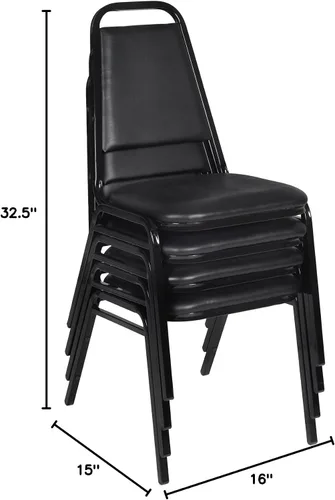 Vista 3 de Regency Silla apilable acolchada para restaurante – Silla de café y comedor tapizada de vinilo duradero con marco de metal para almuerzos