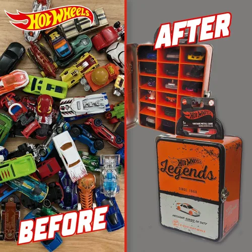 Vista 3 de Hot Wheels maleta vintage metalizado naranja para 18 coches 03353 CEFA
