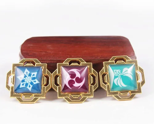 Vista 6 de Genshin Impact Vision Broche luminoso Ojo de Dios - Accesorios para proyectos de juego para mujer, Metal, Sin gemas.