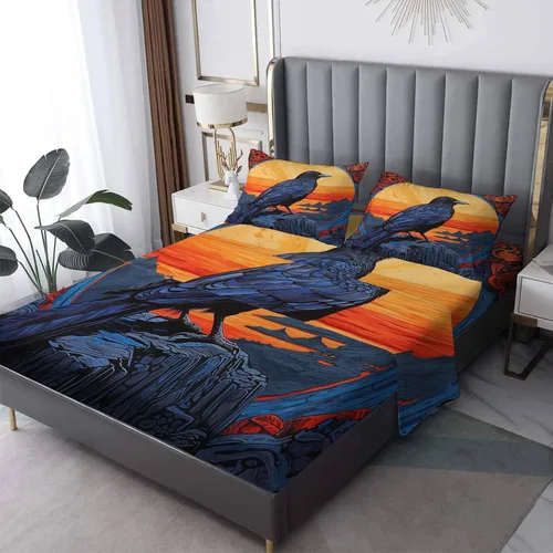 Vista 9 de Juego de sábanas abstractas tamaño individual, sábanas de microfibra suave, bolsillo profundo, sábanas y fundas de almohada estampadas sin arrugas