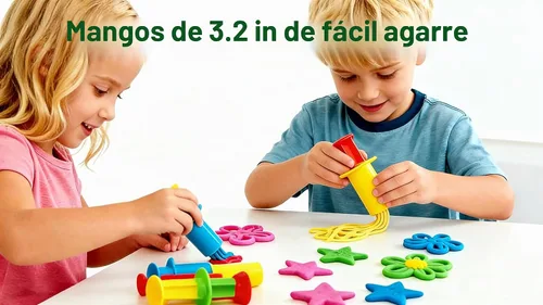 Vista 9 de MAGIKON Juego de herramientas de masa y arcilla de 5 piezas - Extrusoras de masa para el hogar, aula o juego en grupo Regalo de arte para niños
