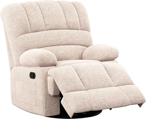 Vista 6 de Stary Silla reclinable giratoria de gran tamaño para sala de estar para adultos Beige