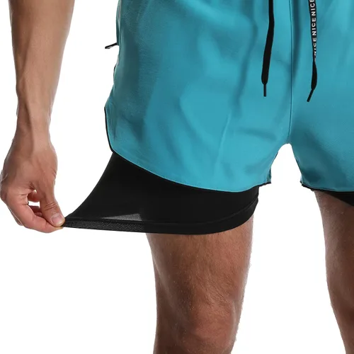 Vista 7 de OEBLD Mens Running Shorts 3 Inch Workout Gym 2-in-1 Pants Athletic Compression Tights