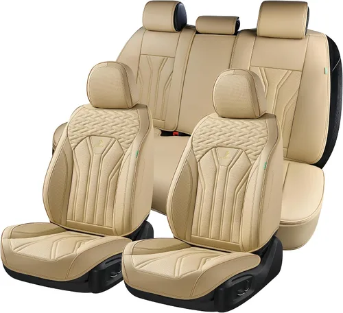 Vista 8 de FLORICH Fundas de asiento para automóviles, fundas de asiento impermeables, fundas de asiento de cuero para automóvil, paquete de 2, protector