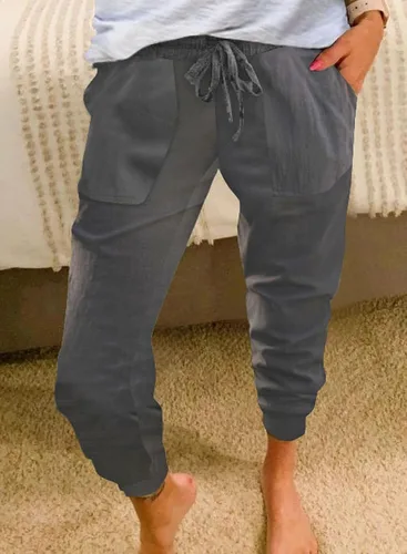 Vista 3 de EVALESS Pantalones deportivos con cordón y cintura elástica para mujer con bolsillos