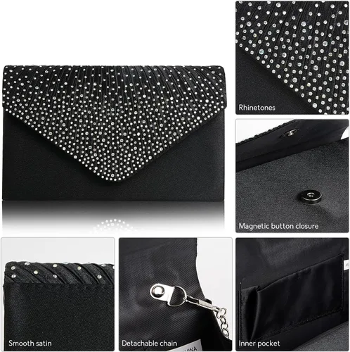 Vista 4 de BBjinronjy Clutch Purse for Women Evening Bags for Women Formal Wedding Party Cocktail Prom Crossbody Purse Evening Handbags