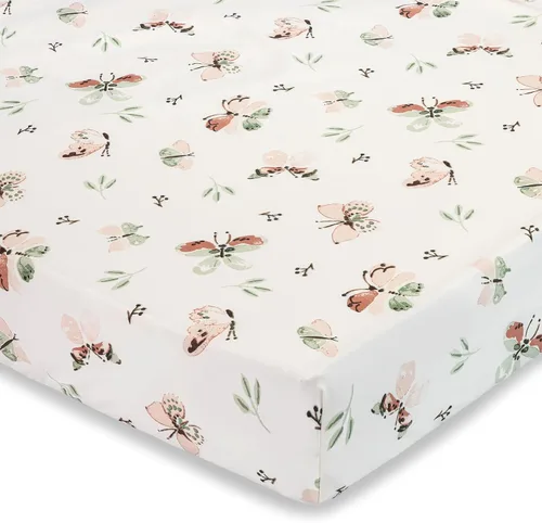 Vista 10 de Crane Baby Sábana bajera, sábana bajera ajustable de algodón suave para cunas y guarderías, cobre beige, 28 pulgadas de ancho x 52 pulgadas de alto