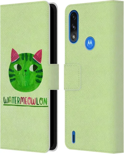Vista 14 de Head Case Designs Officially Licensed Planet Cat Avocato Puns Leather Book Wallet Case Cover Compatible with Moto E7 Power/Moto E7i Power