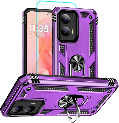 Vista 36 de HNHYGETE Funda para Motorola Edge 2025 con protector de pantalla: soporte giratorio de grado 360° (antideslizante) protección contra caídas y golpes