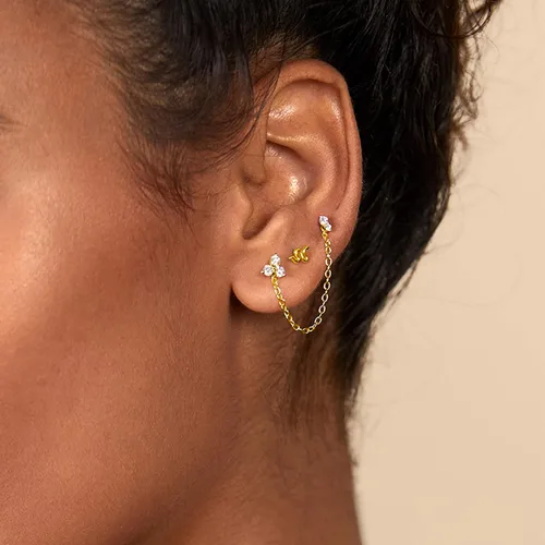 Vista 2 de PAVOI 14K Gold Earrings Connector Chain for Women Convertible Dangle Chain for Double Piercings