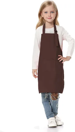 Vista 18 de TopTie Delantales para niños con bolsillo y correa ajustable, delantal para cocinar, hornear, pintar Cotton Canvas Fabric, 5 Sizes S-XXL for Kids
