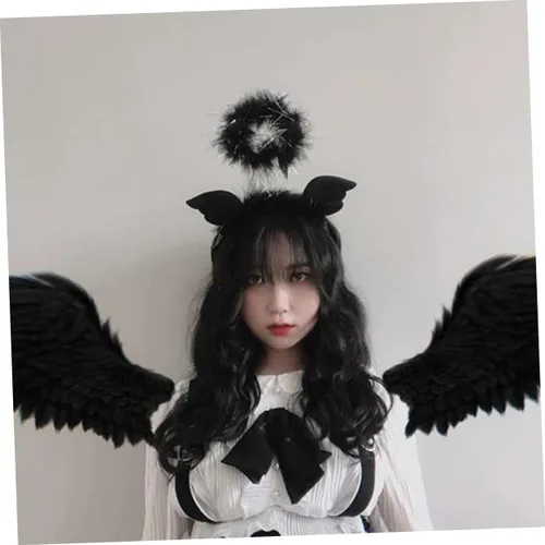 Vista 9 de CALLARON 2 Pcs White Headbands Halloween Decoration Cosplay Costume Halloween Angel Decoration Cup Display Shelf