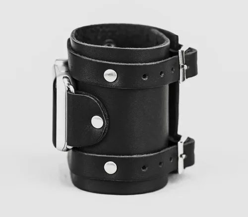 Vista 6 de Correa ancha de cuero compatible con Apple Watch de 1.496 in 1.575 in 1.614 in 1.654 in 1.732 in 1.772 in 1.811 in 1.929 in, hecho a mano UA 1715