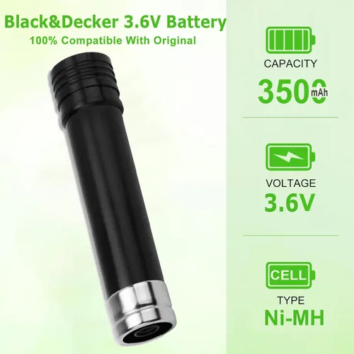 Vista 3 de Paquete de 2 baterías de 3500 mAh Ni-Mh 3.6V para Black and Decker Versapak Gold Battery VP100 VP100C VP105 VP105C VP110 VP110C VP130 VP142 VP143