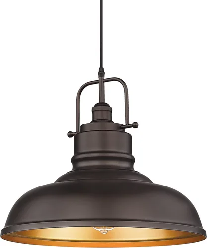 Vista 18 de zeyu Lámpara colgante industrial de 1 luz, lámpara colgante de 11 pulgadas para isla de cocina, pantalla de cúpula de metal en acabado negro mate