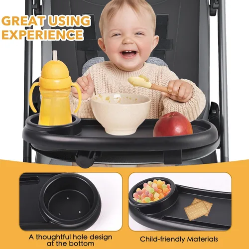 Vista 2 de Bandeja de aperitivos compatible con Nuna, bandeja de aperitivos para cochecito compatible con Nuna, accesorio de bandeja de aperitivos 3 en 1