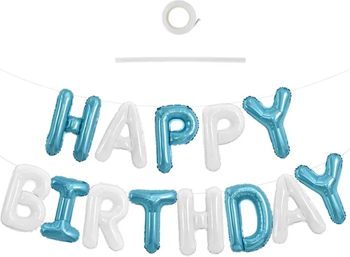 Vista 54 de TONIFUL Pancarta de Globos Negros de Feliz Cumpleaños de 16 Pulgadas con Letras de Papel de Aluminio Mylar, Cartel Banderín Reutilizable