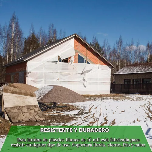 Vista 5 de Farm Plastic Supply - Láminas de plástico blanco - 10 mil - (10' x 100') - Láminas de plástico grueso, película de polietileno resistente, cubierta