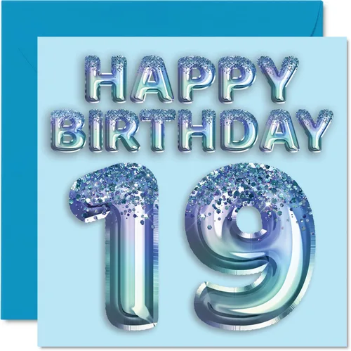 Vista 37 de Stuff4 Tarjeta de primer cumpleaños para niños, globo de fiesta con purpurina azul, tarjetas de feliz cumpleaños para niño de 1 año, nieto, hijo, 57