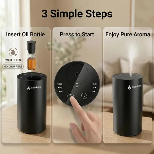 Vista 5 de GentleJet LiteMist Difusor de aroma recargable sin agua para dormitorio, oficina y automóvil, niebla de aceite esencial de aire frío, cuerpo