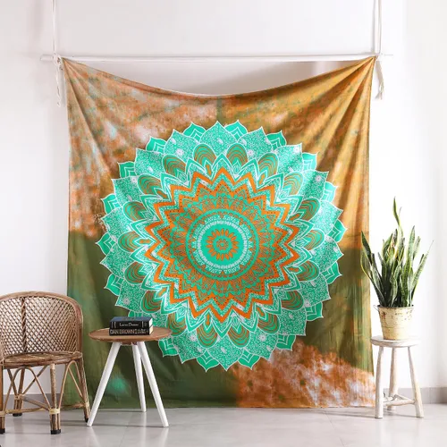 Vista 5 de Popular Handicrafts Tapiz para colgar en la pared, diseño de mandala hippie, bohemio, hippie, intrincado, indio, colcha, 54 x 60 pulgadas