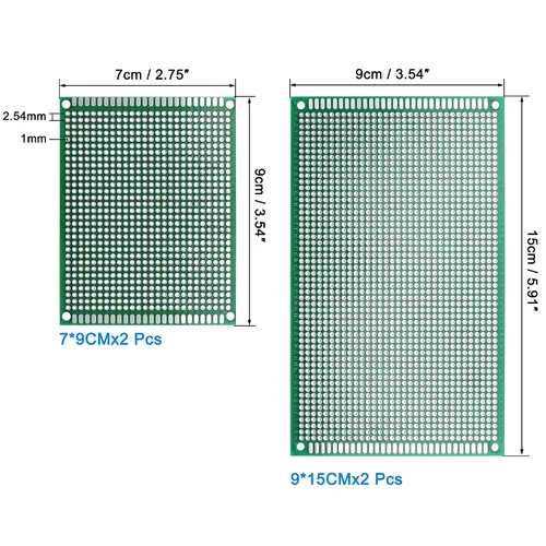 Vista 2 de uxcell Kit de placas de circuito impreso de placa PCB de doble cara (2 tamaños - 7 x 9 x 15) placa de prototipos para soldadura de bricolaje