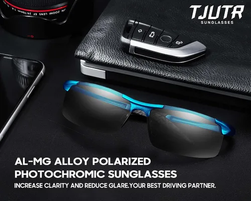 Vista 6 de TJUTR Lentes de sol fotocromáticos polarizados para hombre para conducir de día y noche, antirreflejos, ideales para condiciones de luz baja a media