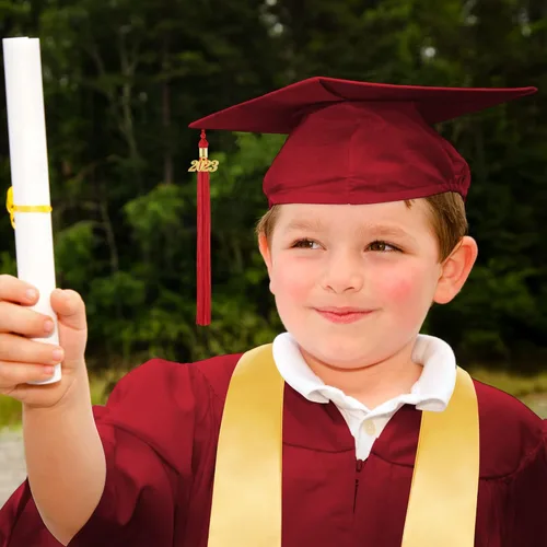Vista 6 de Aneco Juego de gorro de graduación para jardín de infantes preescolar con borla 2023 y banda de graduación para tamaño infantil