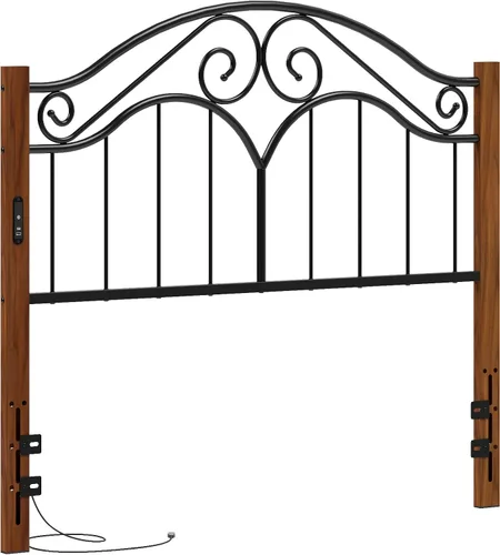 Vista 12 de Elephance - Cabecero para estructura de cama de tamaño completo, cabecero de plataforma vintage solo de metal, altura ajustable, resistente y Negro
