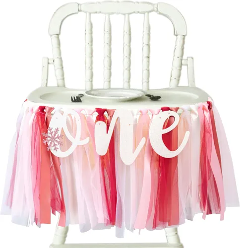 Vista 9 de VANGNING Cartel de una falda tutú para silla de bebé, pancarta de primer cumpleaños color borgoña, melocotón y marfil, guirnalda de pastel