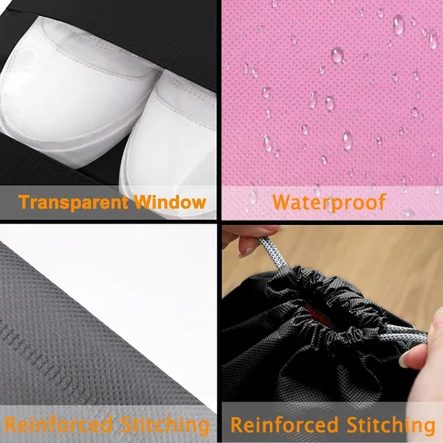 Vista 3 de 10 bolsas de viaje para zapatos con cuerda, organizador grande de zapatos, bolsa organizadora para hombres y mujeres, bolsas transparentes