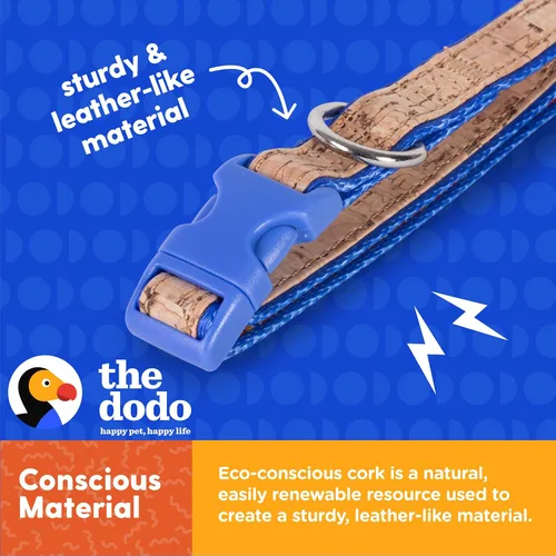 Vista 4 de The Dodo Collar de corcho para perro, rayas, talla pequeña; collar de material de corcho para perros, ropa diaria de mascotas; ajustable a presión