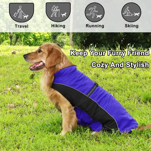 Vista 2 de Abrigo de invierno cálido para perros, Gimilife - Suéter para perros, abrigos impermeables para climas fríos, ropa para mascotas, chaqueta
