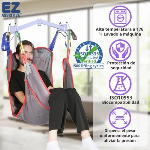 Vista 2 de EZ Assistive Eslinga universal de elevación de pacientes de cuerpo completo para elevación o traslado de pacientes, honda de elevación con tela