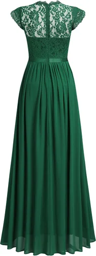 Vista 6 de Miusol - Maxi vestido floral con encaje para fiesta de noche y uso formal para mujer