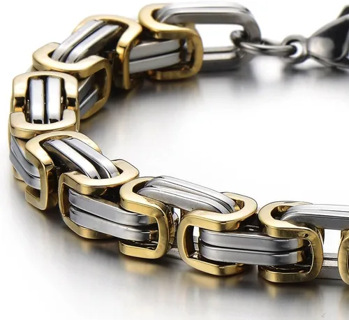 Vista 3 de COOLSTEELANDBEYOND Pulsera de eslabones trenzados de acero inoxidable para hombre y mujer pulida
