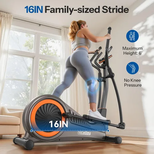 Vista 2 de Niceday Elliptical Exercise Machine, Elliptcal Machine for Home, 15.5IN&16IN&20IN Stride Elliptical Machine, 500LBS Loading Capacity, Elliptcal