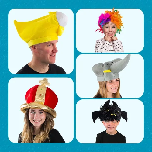 Vista 4 de Funny Party Hats Accesorios para cabina de fotos, sombreros de disfraz a granel, sombreros de vestir para adultos, juego surtido de 6 piezas