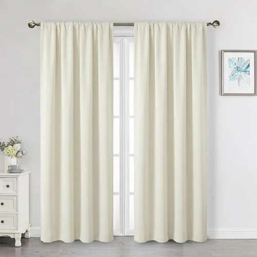 Vista 12 de Cortinas opacas para dormitorio, sala de estar, juego de 2 paneles de 54 pulgadas de largo, cortinas de oscurecimiento de habitación con aislamiento